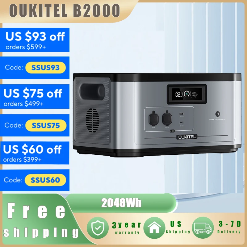 OUKITEL B2000 Additional battery pack Portable Power Station Solar Generator 2048Wh capacity Battery Home Backup Outdoor Camping
OUKITEL B2000 Additional battery pack Portable Power Station Solar Generator 2048Wh capacity Battery Home Backup Outdoor Camping
