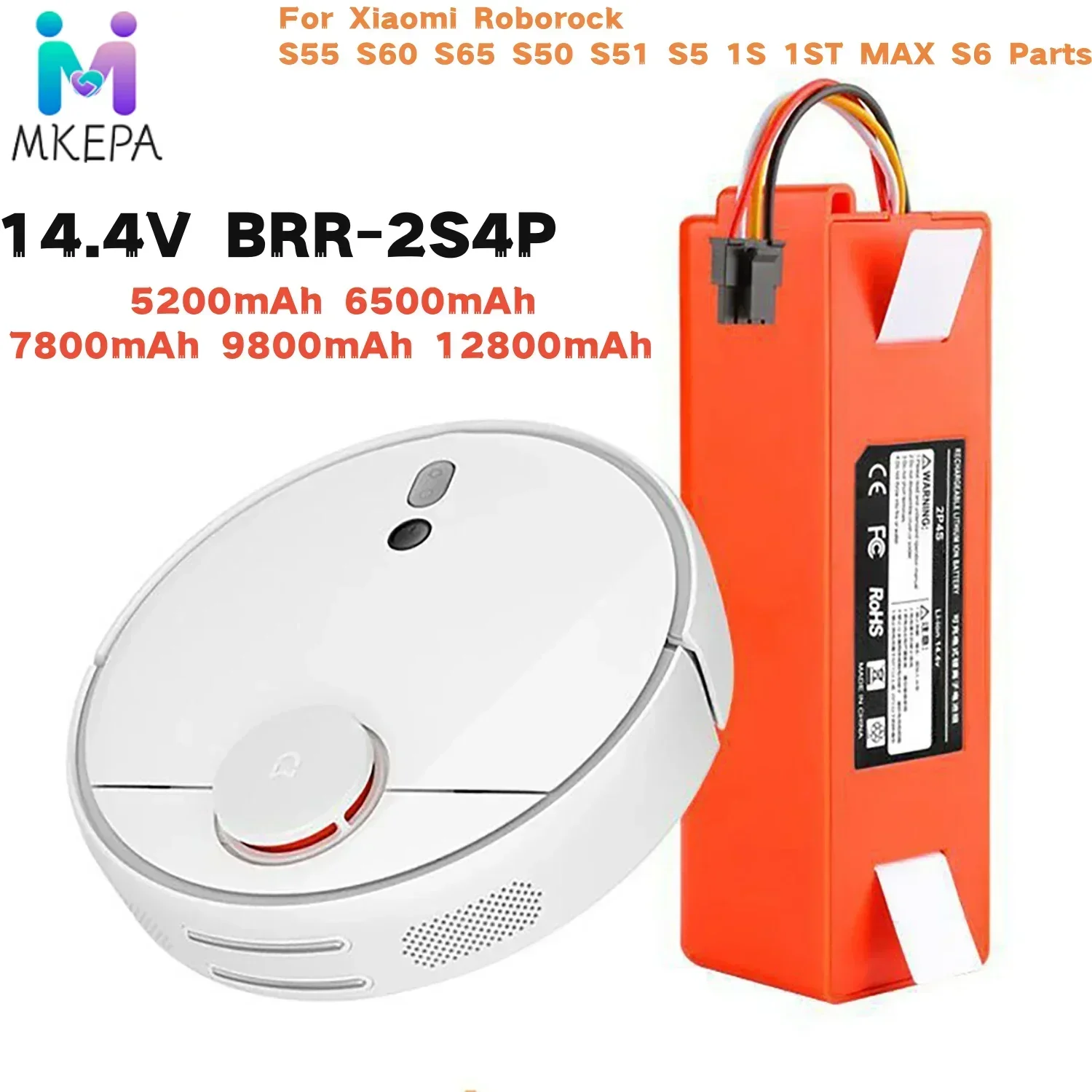 Replacement Battery for Xiaomi Roborock, Robotic Vacuum Cleaner, S55, S60, S65, S50, S51, S5 MAX, S6 Parts, 14.4V, 12800mAh
Replacement Battery for Xiaomi Roborock, Robotic Vacuum Cleaner, S55, S60, S65, S50, S51, S5 MAX, S6 Parts, 14.4V, 12800mAh