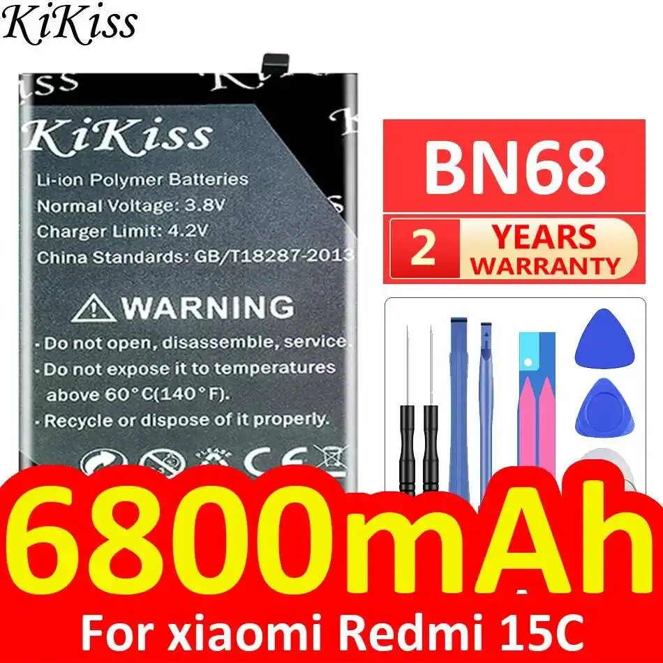 Аккумулятор для мобильного телефона Xiaomi Redmi 15C, 6800 мАч, BN68, с увеличенным временем работы
Аккумулятор для мобильного телефона Xiaomi Redmi 15C, 6800 мАч, BN68, с увеличенным временем работы