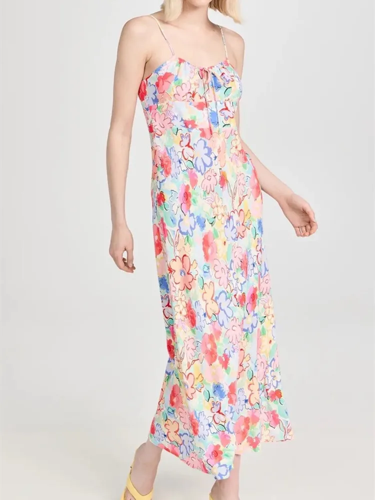 Women Drawstring Sling Robe Sleeveless 100% Viscose Colorful Floral Crayon Paint Holiday Style Female Backless Maxi Dress
Women Drawstring Sling Robe Sleeveless 100% Viscose Colorful Floral Crayon Paint Holiday Style Female Backless Maxi Dress