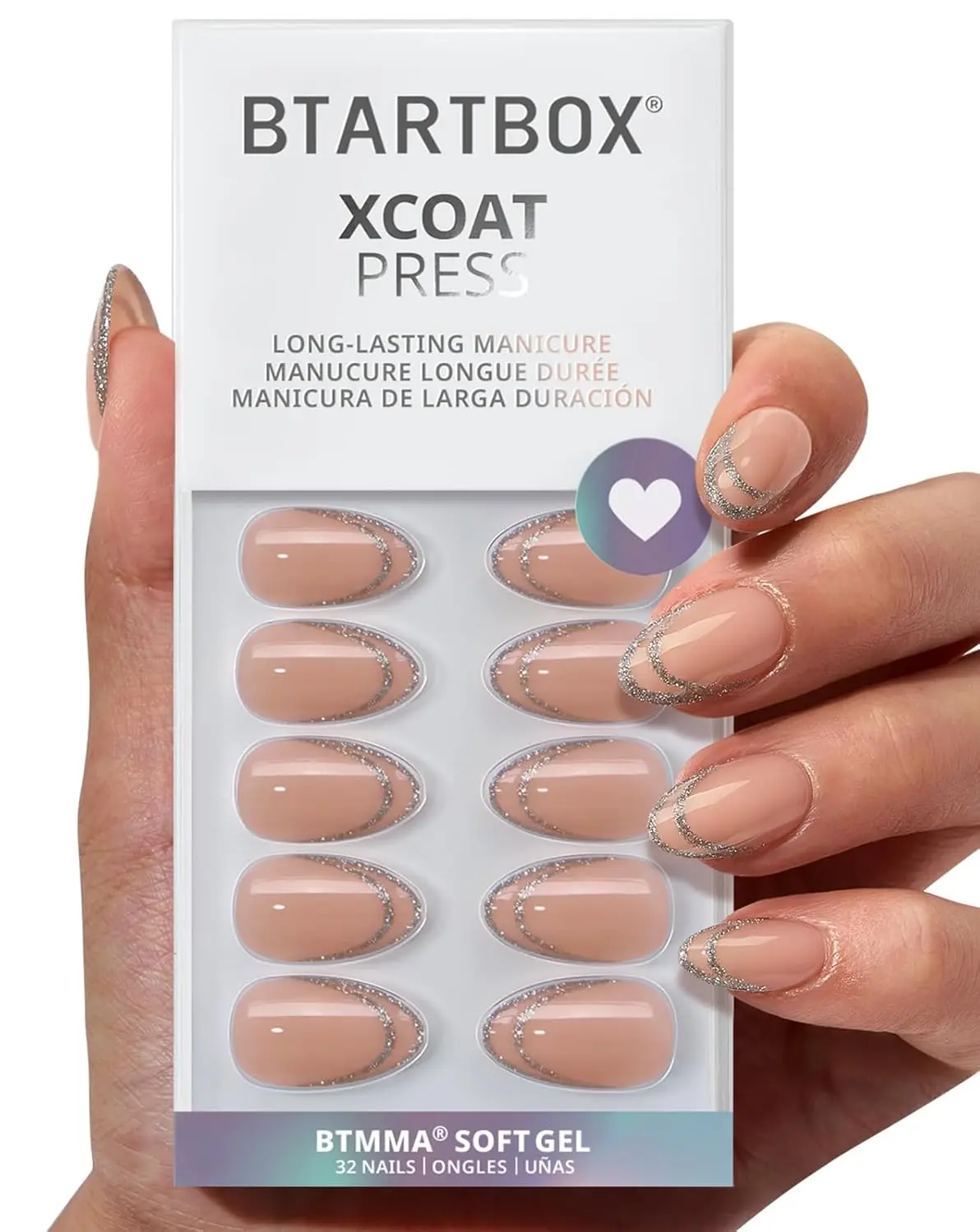 French Tip Press On Nails - Silver Bells, Short Almond, 16 Sizes, 32 Soft Gel Nails Kit with Glue & Tabs
French Tip Press On Nails - Silver Bells, Short Almond, 16 Sizes, 32 Soft Gel Nails Kit with Glue & Tabs