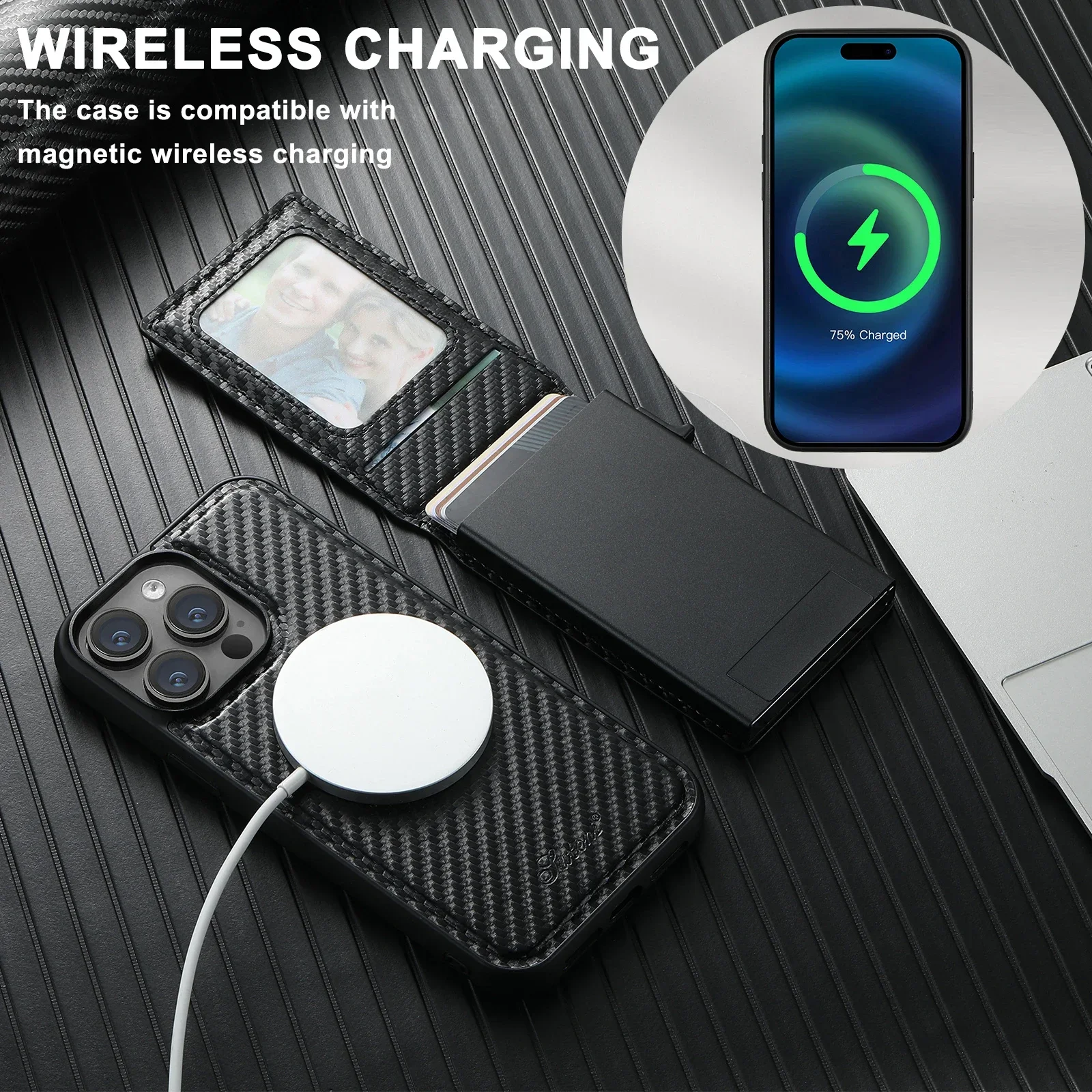 Кожаный чехол для телефона с текстурой углеродного волокна для IPhone 16 Pro Max 15 Plus 14 Pro 13 12, съемный кошелек с магнитной зарядкой для карт
Кожаный чехол для телефона с текстурой углеродного волокна для IPhone 16 Pro Max 15 Plus 14 Pro 13 12, съемный кошелек с магнитной зарядкой для карт