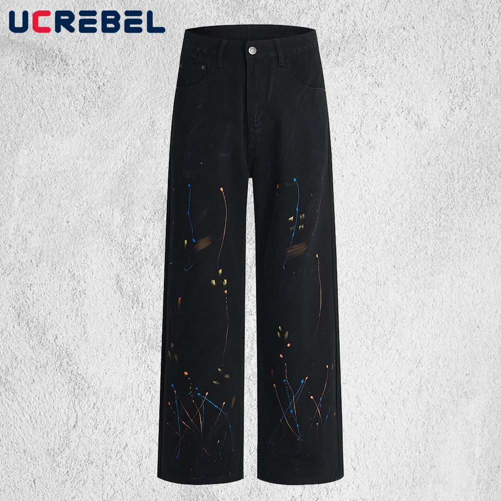 Повседневные брюки с граффити Splash Ink, мужские уличные брюки в стиле хип-хоп, прямые широкие мешковатые брюки, мужские 
Повседневные брюки с граффити Splash Ink, мужские уличные брюки в стиле хип-хоп, прямые широкие мешковатые брюки, мужские