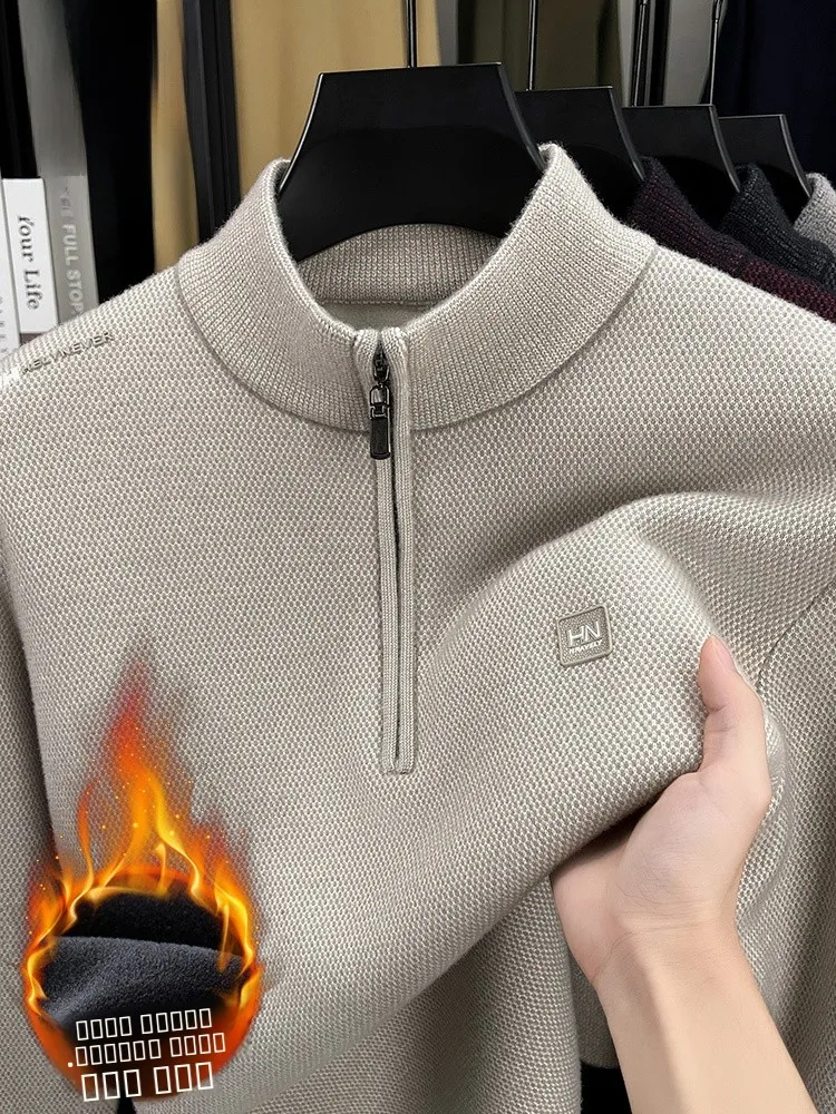 Мужской вязаный свитер на молнии с флисовой подкладкой, теплый повседневный топ для осени и зимы, модный городской стиль, полиэстер
Мужской вязаный свитер на молнии с флисовой подкладкой, теплый повседневный топ для осени и зимы, модный городской стиль, полиэстер
