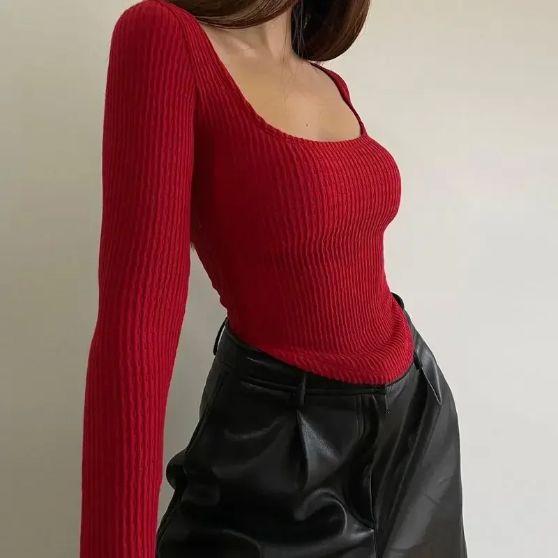 Women's Sexy Low-cut Babes Top Y2k Boho Long Sleeve T-shirt Slim Short Bottom Shirt Korean Skinny Crop Tops Spring and Summer
Women's Sexy Low-cut Babes Top Y2k Boho Long Sleeve T-shirt Slim Short Bottom Shirt Korean Skinny Crop Tops Spring and Summer