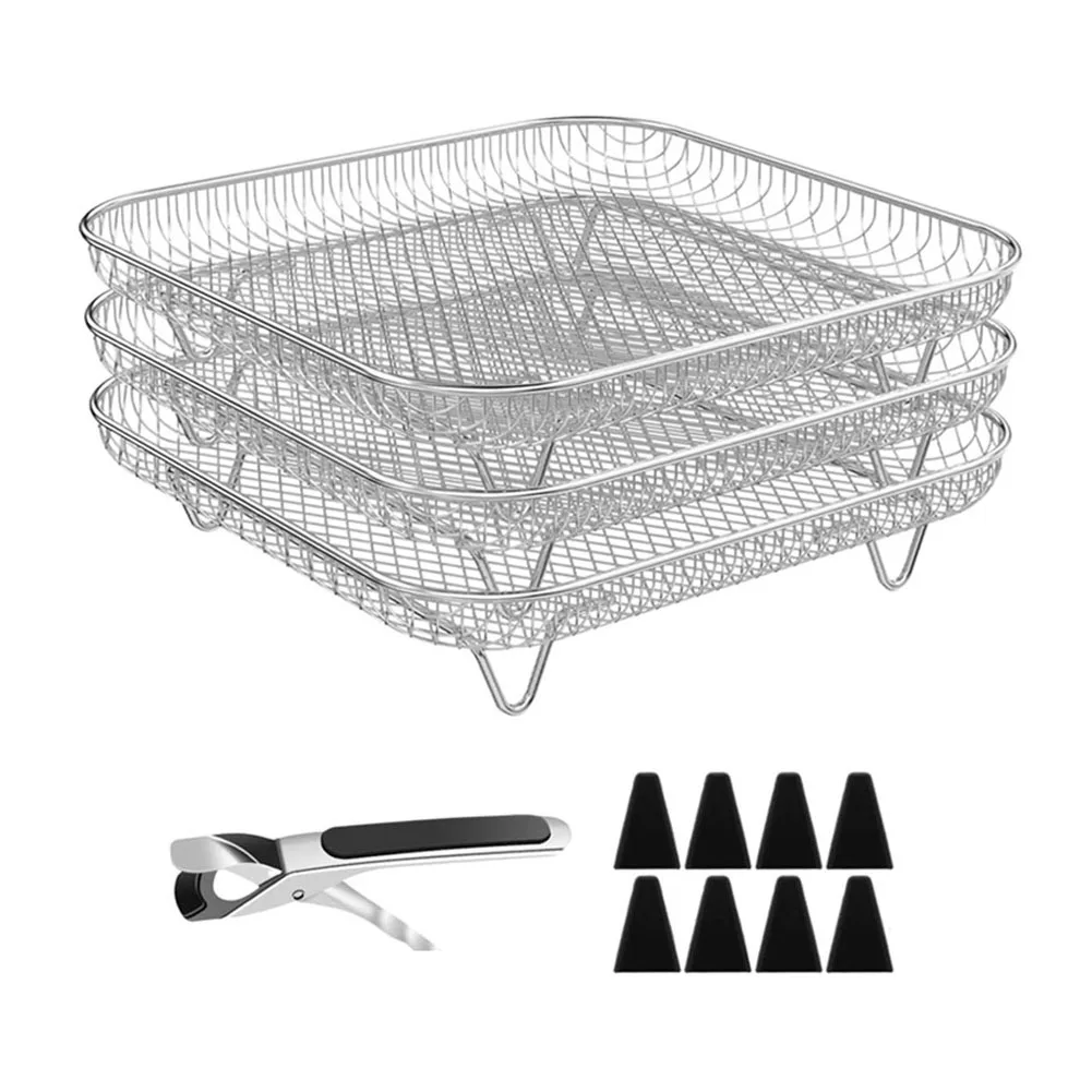 Stainless Steel 3 Layer Dehydrator Rack Set for Air Fryers with Silicone Feet and Oil Brush for Convenient Cooking
Stainless Steel 3 Layer Dehydrator Rack Set for Air Fryers with Silicone Feet and Oil Brush for Convenient Cooking