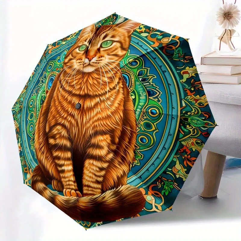 1pc Orange Cat Mandala Art Print Automatic Folding Umbrella - Portable & Foldable 8-Rib Design, Stylish Casual Outdoor Accesso
1pc Orange Cat Mandala Art Print Automatic Folding Umbrella - Portable & Foldable 8-Rib Design, Stylish Casual Outdoor Accesso