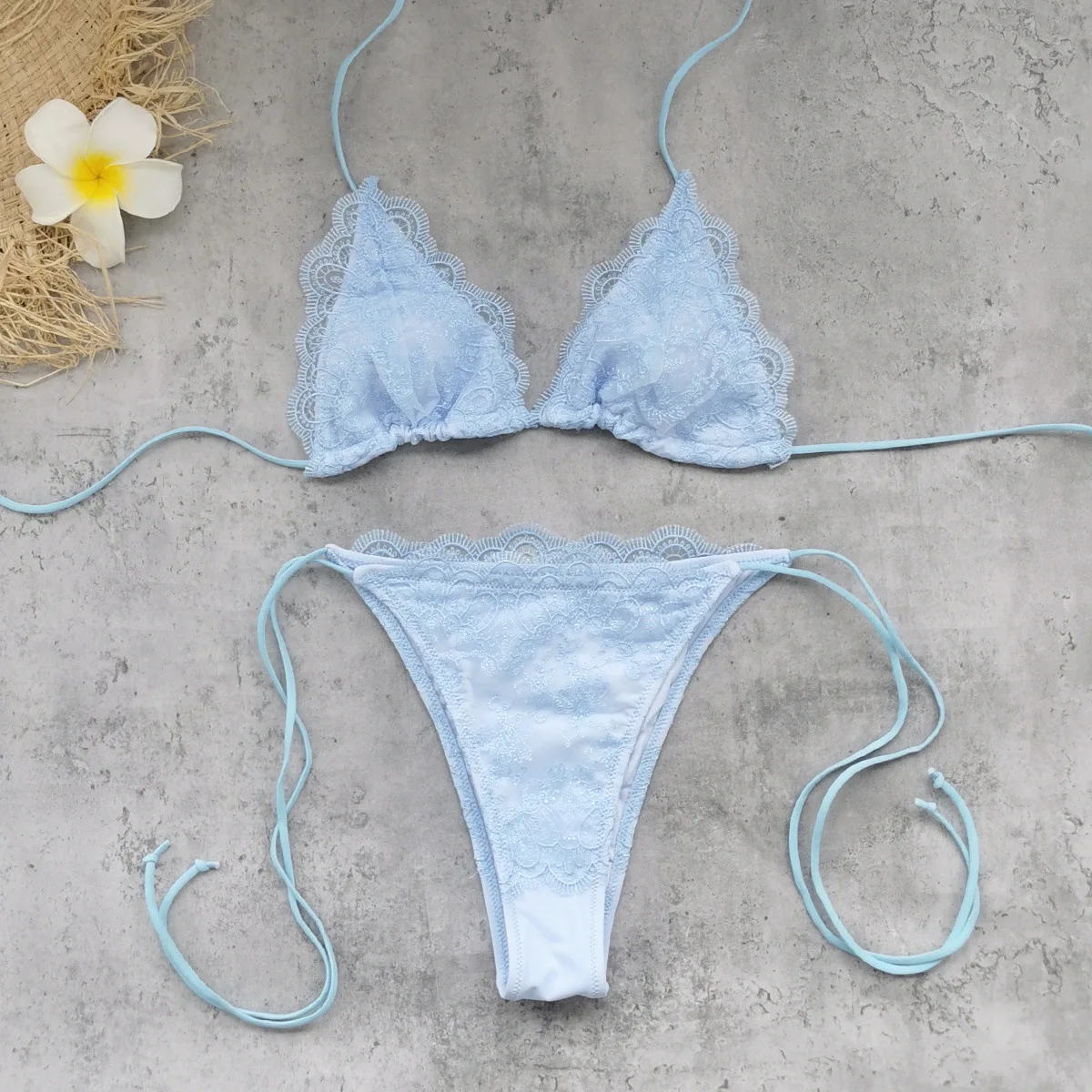 Sexy Sky Blue Lace Patchwork Bikini Set 2026 Women Halter Push Up Bra Bandage Thong Swimsuit Summer Bathing Suit Micro Swimwear
Sexy Sky Blue Lace Patchwork Bikini Set 2026 Women Halter Push Up Bra Bandage Thong Swimsuit Summer Bathing Suit Micro Swimwear