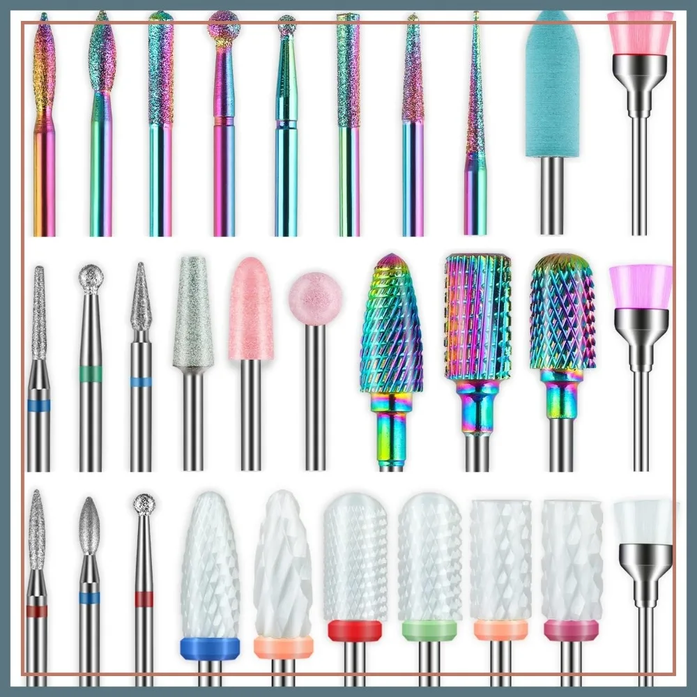 30Pcs Nail Drill Bits Set: 3/32 Inch Carbide Cuticle Ceramic Bits for Acrylic Gel Manicure Pedicure Remover Tools
30Pcs Nail Drill Bits Set: 3/32 Inch Carbide Cuticle Ceramic Bits for Acrylic Gel Manicure Pedicure Remover Tools