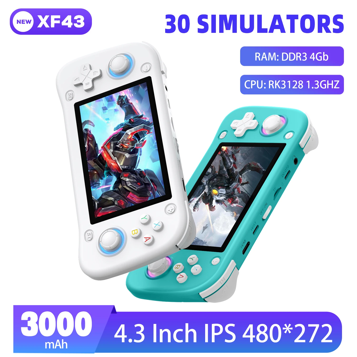 Open Source XF43 Retro Handheld Game Console 4.3" IPS Screen Linux System Game Players RK3128 Chip Portable Pocket Video Player
Open Source XF43 Retro Handheld Game Console 4.3" IPS Screen Linux System Game Players RK3128 Chip Portable Pocket Video Player