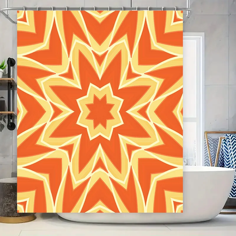 Современная занавеска для душа с цветочным принтом оранжево-желтая с геометрическим принтом для декора ванной комнаты, кухонные стены, сделано в США, с быстросохнущей тканью Av 
Современная занавеска для душа с цветочным принтом оранжево-желтая с геометрическим принтом для декора ванной комнаты, кухонные стены, сделано в США, с быстросохнущей тканью Av