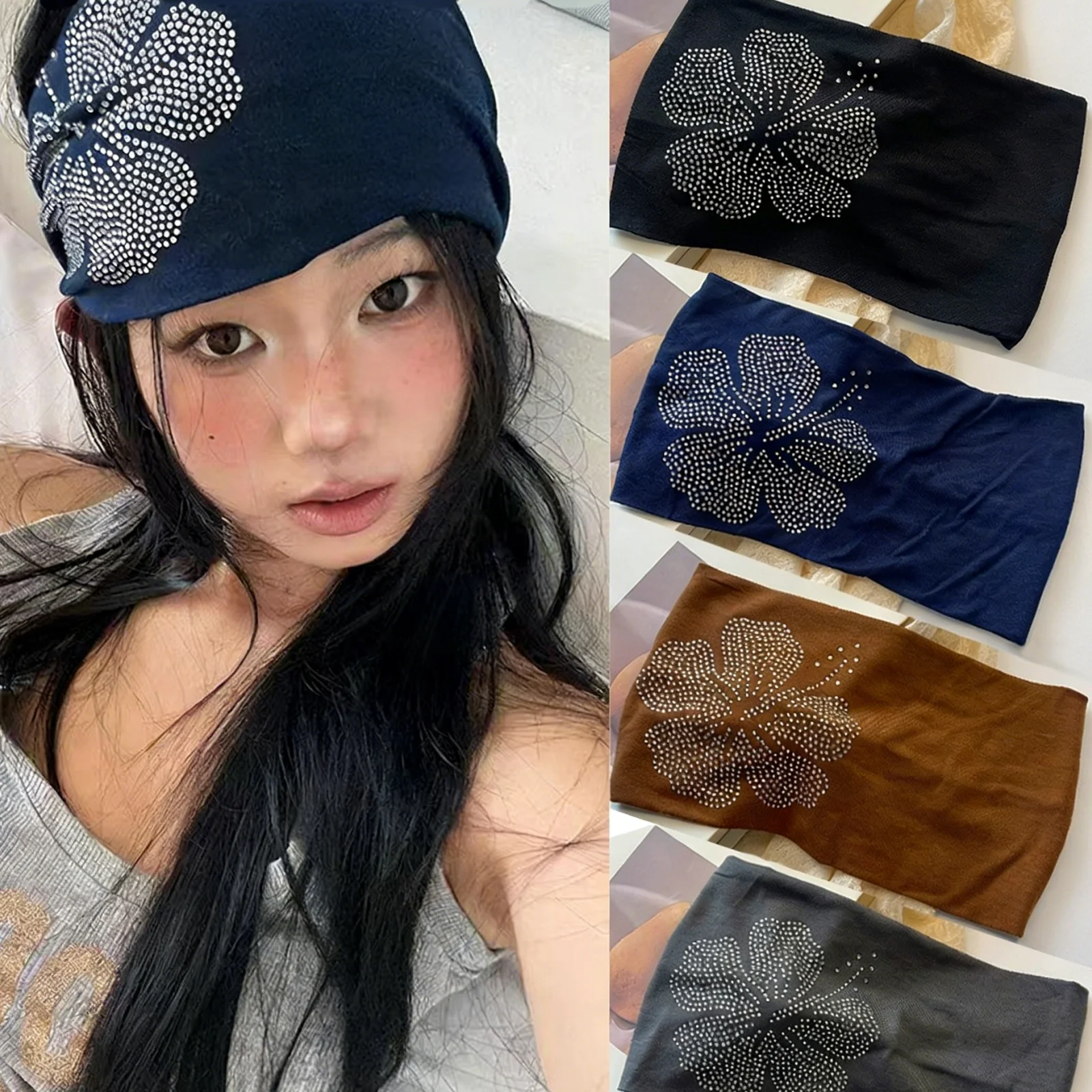 Spring Summer Hibiscus Rhinestone Wide Headbands For Women Y2K Street Style Elastic Hair Bands Fashion Hair Accessory For Daily
Spring Summer Hibiscus Rhinestone Wide Headbands For Women Y2K Street Style Elastic Hair Bands Fashion Hair Accessory For Daily