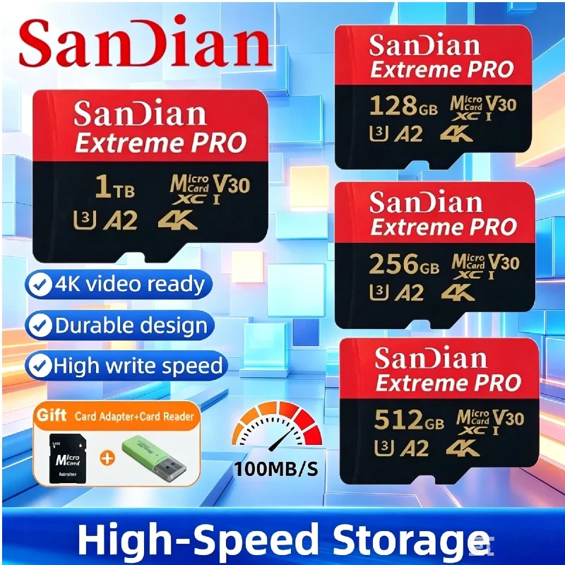 Original Portable Micro TF SD Memory Card 128GB 256GB 512GB 1TB U3 High Speed Card for Multimedia Phone and Camera
Original Portable Micro TF SD Memory Card 128GB 256GB 512GB 1TB U3 High Speed Card for Multimedia Phone and Camera