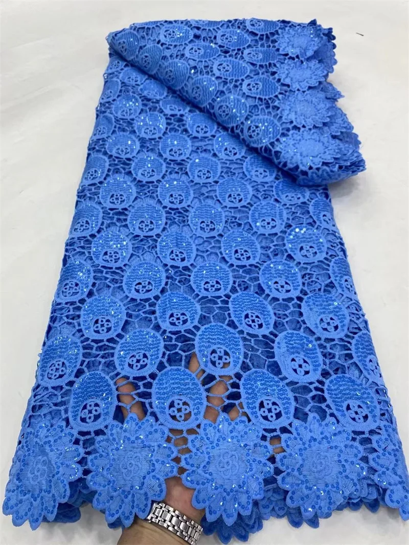 Latest Blue African Guipure Cord Lace Fabric High Quality Nigerian Embroidery Water Soluble Mesh Material 5 Yards For Dress PW14
Latest Blue African Guipure Cord Lace Fabric High Quality Nigerian Embroidery Water Soluble Mesh Material 5 Yards For Dress PW14