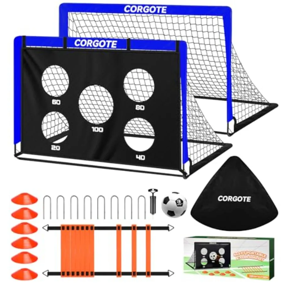 Toddler Soccer Goals for Backyard Set of 2, 4x3ft Portable Pop Up Soccer Net, Soccer Training Equipment with Ball, Cones, Ladde
Toddler Soccer Goals for Backyard Set of 2, 4x3ft Portable Pop Up Soccer Net, Soccer Training Equipment with Ball, Cones, Ladde
