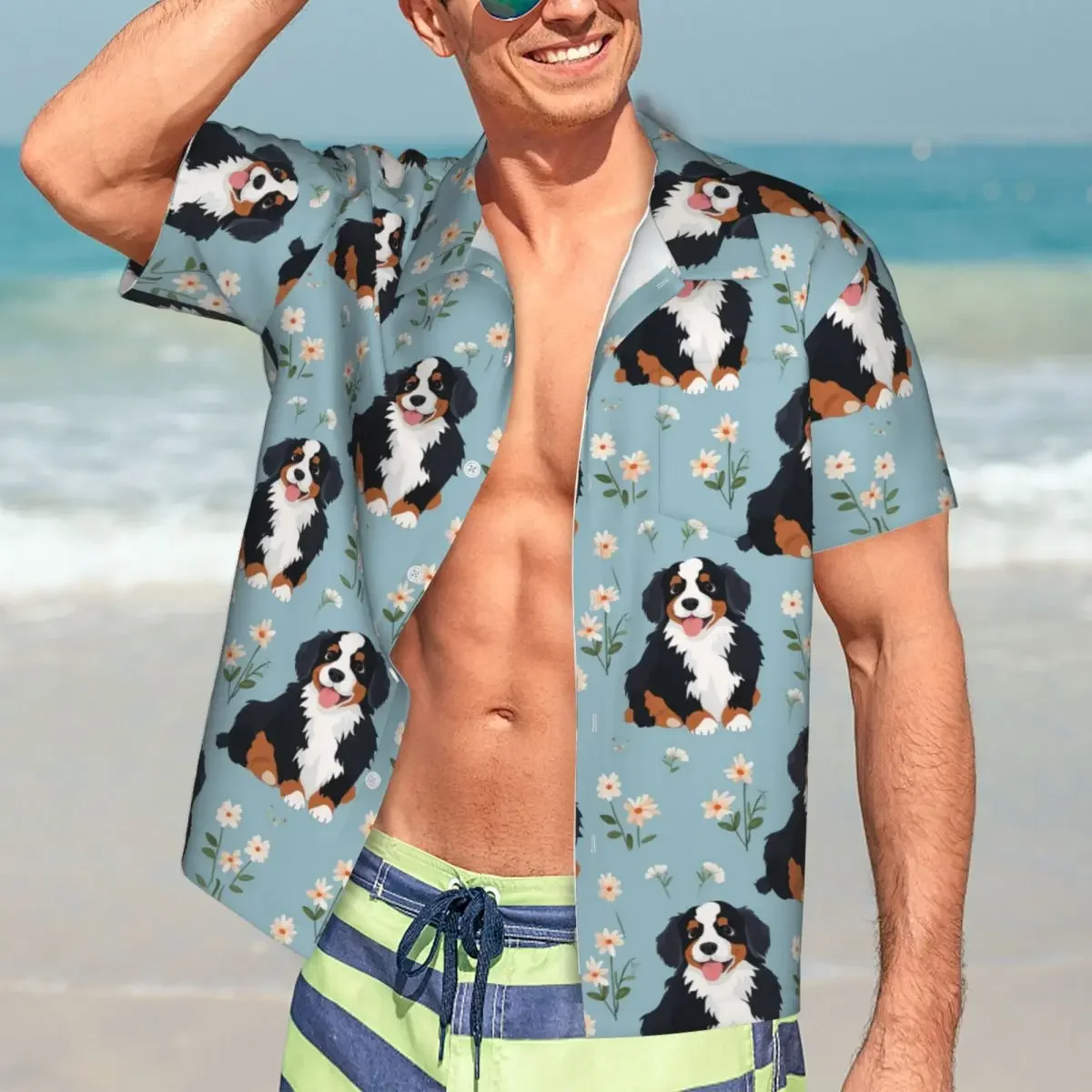 Cartoon Cute Bernese Mountain Dog Pattern Hawaiian Shirts Fashion Men Short Sleeve Shirt for Summer Beach Men's Lapel Tops
Cartoon Cute Bernese Mountain Dog Pattern Hawaiian Shirts Fashion Men Short Sleeve Shirt for Summer Beach Men's Lapel Tops