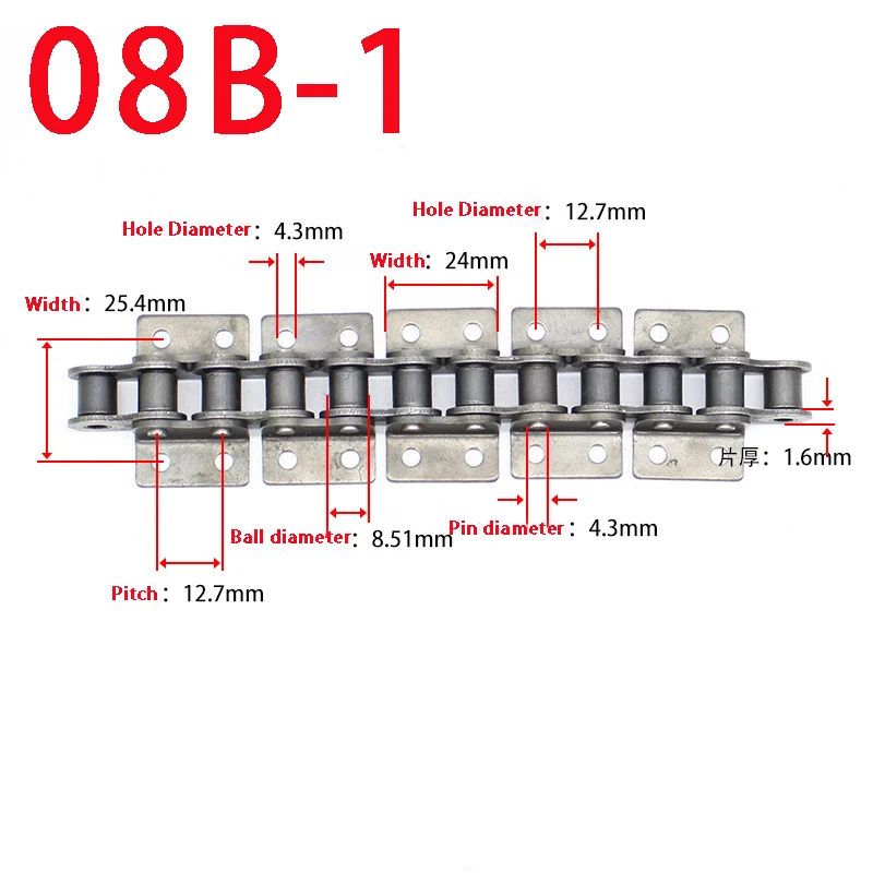 1PC 1.5 Meter 08B-1 Short Pitch Precision Roller Chain Industrial Drive Single Row Chains With 2 Ears 2 Holes
1PC 1.5 Meter 08B-1 Short Pitch Precision Roller Chain Industrial Drive Single Row Chains With 2 Ears 2 Holes