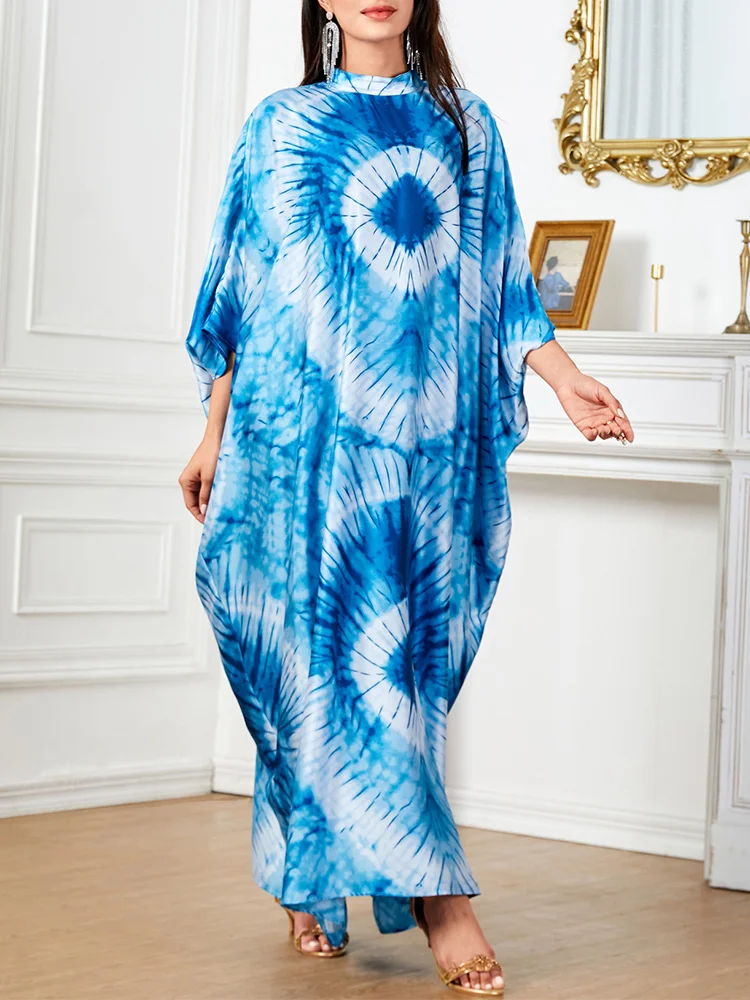 Mia Muse Women's Modest Fashion Long Batwing Sleeve Mock Neck Midi Islamic Ramadan Kaftan With Graphic Print
Mia Muse Women's Modest Fashion Long Batwing Sleeve Mock Neck Midi Islamic Ramadan Kaftan With Graphic Print