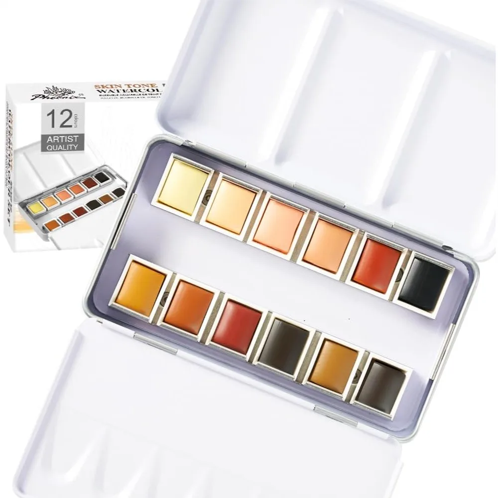 Skin Tone Watercolor Paint Set - 12 Flesh Colors Artist Grade Half Pans Palette for Portrait and Travel Art, Professional
Skin Tone Watercolor Paint Set - 12 Flesh Colors Artist Grade Half Pans Palette for Portrait and Travel Art, Professional
