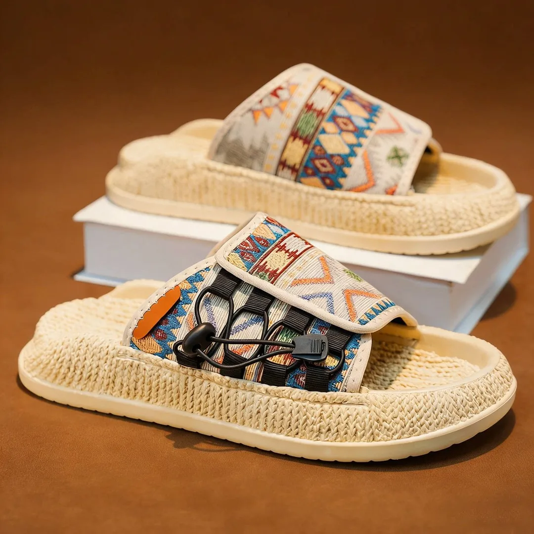 Men's Summer Outdoor Sports Beach Slippers Anti-slip Wear-resistant Soft Bottom One-Strap Magic Tape Ethnic Style Slippers
Men's Summer Outdoor Sports Beach Slippers Anti-slip Wear-resistant Soft Bottom One-Strap Magic Tape Ethnic Style Slippers