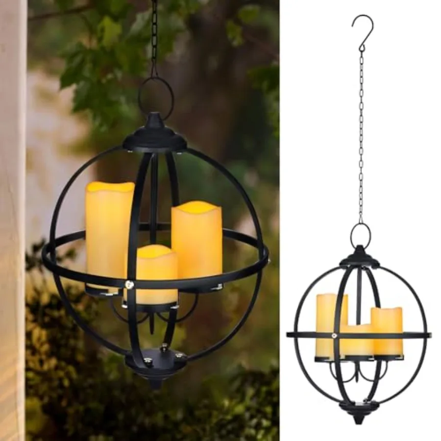 Battery Operated Outdoor Cle Chelier - Metal Globe Hanging Pendant Light with 3 Flameless Cles, 12.6" Waterproof Lights for Gaz
Battery Operated Outdoor Cle Chelier - Metal Globe Hanging Pendant Light with 3 Flameless Cles, 12.6" Waterproof Lights for Gaz