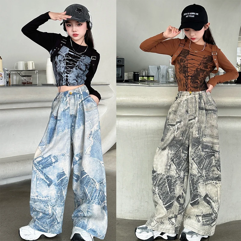 New Children Hip Hop Dance Costumes For Girls Crop Top Loose Pants Streetwear Kids Modern Jazz Dance Stage Rave Clothes DQS17262
New Children Hip Hop Dance Costumes For Girls Crop Top Loose Pants Streetwear Kids Modern Jazz Dance Stage Rave Clothes DQS17262