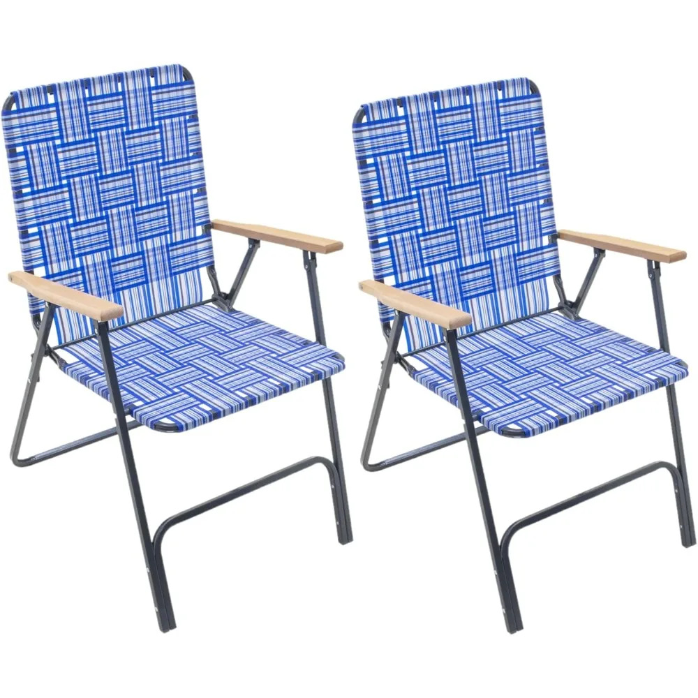 Folding Patio & Lawn Chairs – Steel Frame with Blue Woven Fabric and Wooden Armrests, Comfortable Full-Size
Folding Patio & Lawn Chairs – Steel Frame with Blue Woven Fabric and Wooden Armrests, Comfortable Full-Size