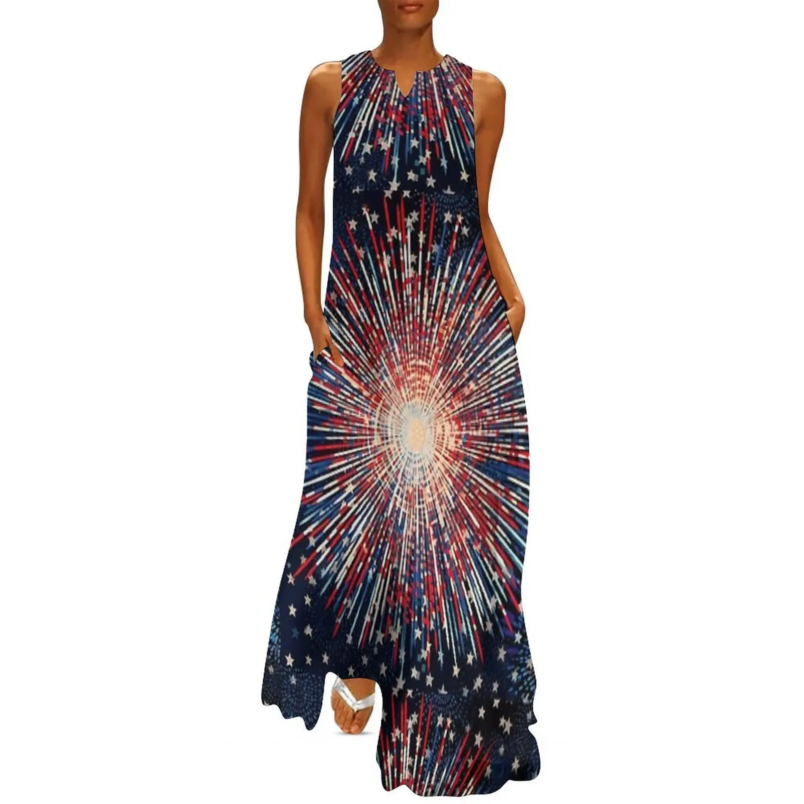 4th of July Red White and Blue firework pattern 2 Long Dress dresses for womens summer clothes dresses for womens 2025 
4th of July Red White and Blue firework pattern 2 Long Dress dresses for womens summer clothes dresses for womens 2025