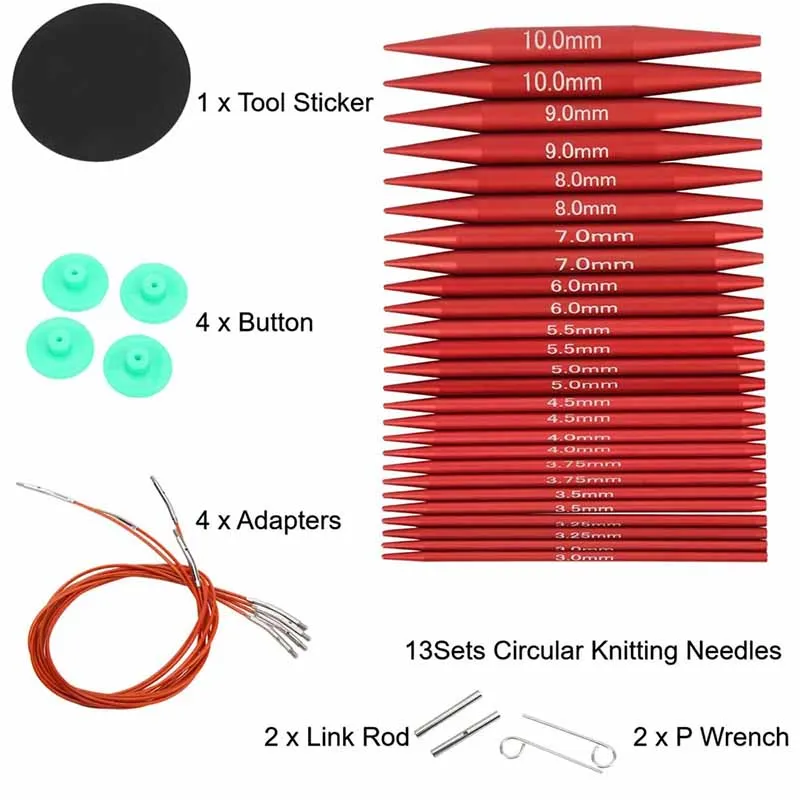 Aluminum Metal Circular Knitting Needles Set Interchangeable Knitting Needles Crochet Multiple Sizes Handmade Crafts BZZ01
Aluminum Metal Circular Knitting Needles Set Interchangeable Knitting Needles Crochet Multiple Sizes Handmade Crafts BZZ01