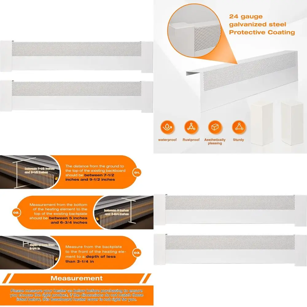 Pair of 3T Baseboard Heater Covers with End Caps for Updating or Replacing Worn Electric Radiators
Pair of 3T Baseboard Heater Covers with End Caps for Updating or Replacing Worn Electric Radiators