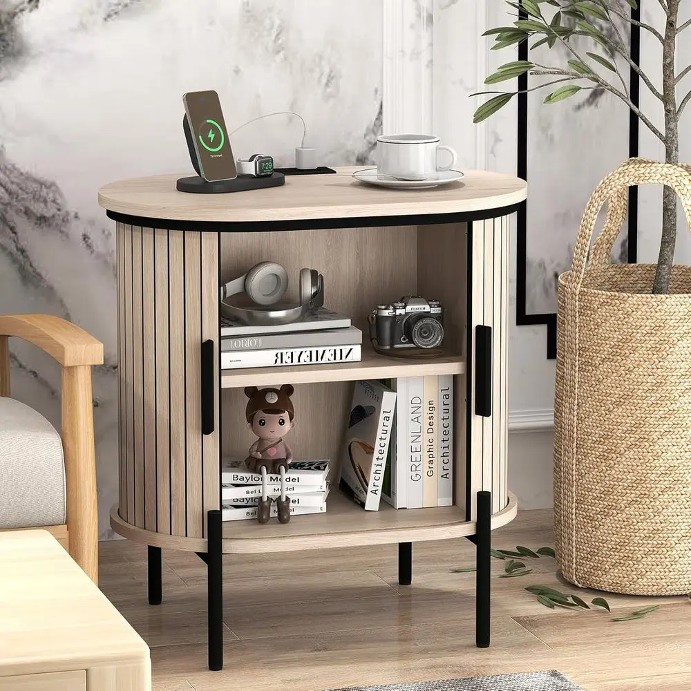 Oak Nightstand with Storage and Charging Station for Living Rooms and Bedrooms
Oak Nightstand with Storage and Charging Station for Living Rooms and Bedrooms