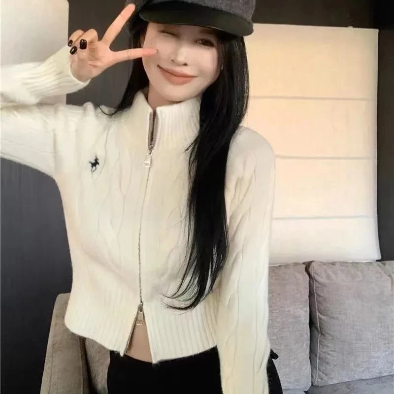 Ретро воротник-стойка, корейская версия, свитер, кардиган, куртка, осень-зима, тонкое модное вязаное пальто на молнии с короткими и длинными рукавами, топ
Ретро воротник-стойка, корейская версия, свитер, кардиган, куртка, осень-зима, тонкое модное вязаное пальто на молнии с короткими и длинными рукавами, топ