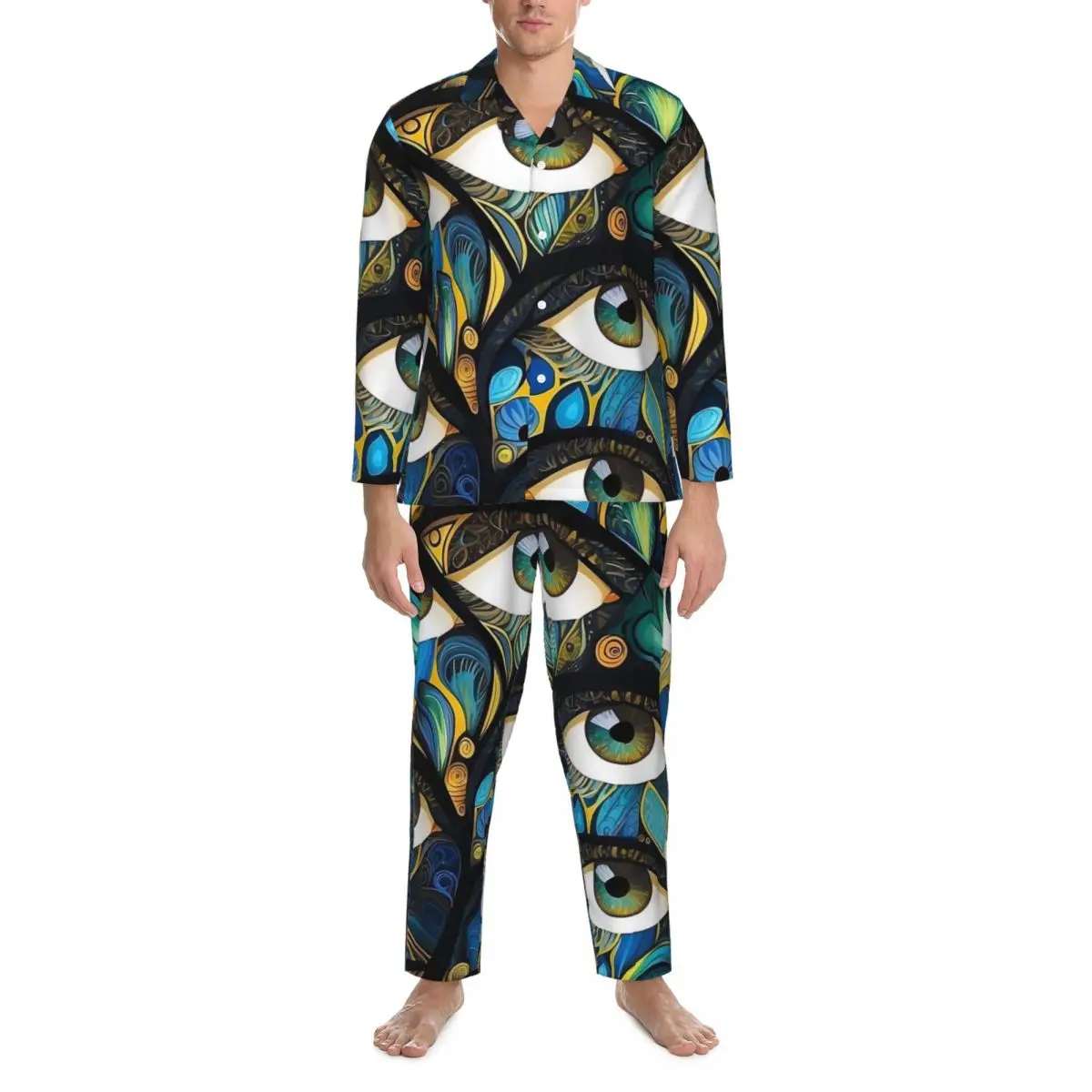 Abstract Evil Eye Print Pajamas Male Kawaii Night Sleepwear Autumn 2 Pieces Vintage Oversized Design Pajama Set
Abstract Evil Eye Print Pajamas Male Kawaii Night Sleepwear Autumn 2 Pieces Vintage Oversized Design Pajama Set