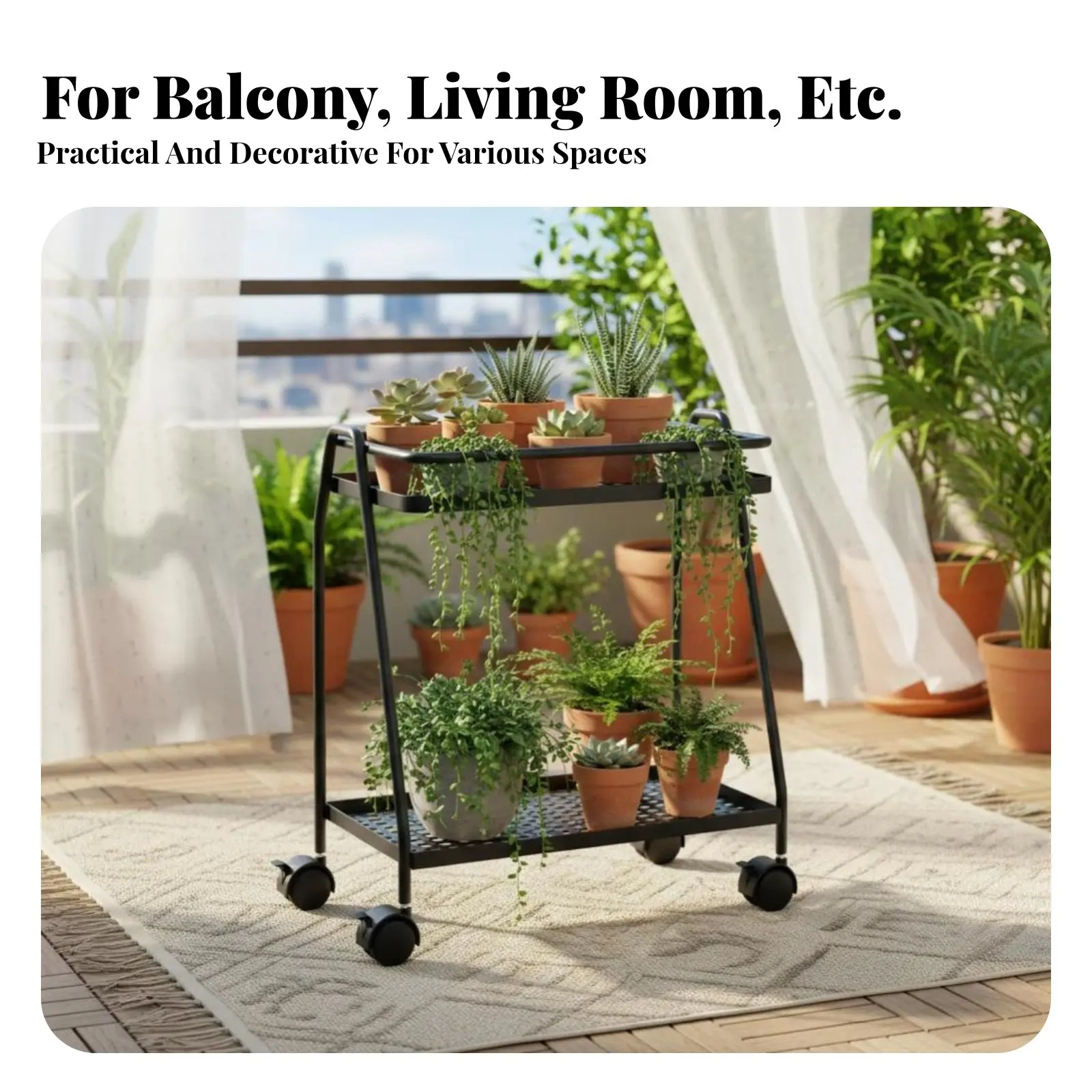 2-Tier Rolling Flower Rack With Wheels Multi-Tier Rolling Stand Lockable Casters Sturdy Duty for Gardeners, Florists
2-Tier Rolling Flower Rack With Wheels Multi-Tier Rolling Stand Lockable Casters Sturdy Duty for Gardeners, Florists