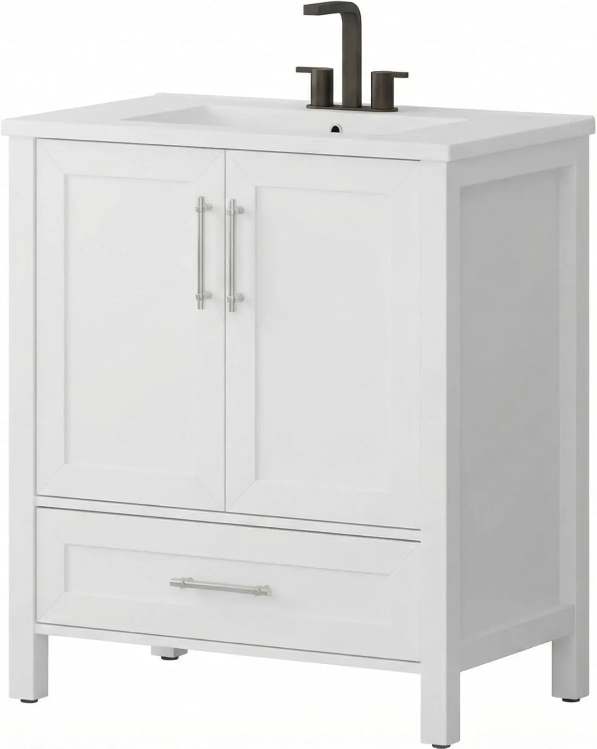 30 Inch Bathroom Vanity with Sink, Freestanding Bathroom Sink Cabinet with Soft-Closing Doors & Large Drawer, Modern Wood Storage Bathroom Vanity, Easy Assembly, White (No Faucet)
30 Inch Bathroom Vanity with Sink, Freestanding Bathroom Sink Cabinet with Soft-Closing Doors & Large Drawer, Modern Wood Storage Bathroom Vanity, Easy Assembly, White (No Faucet)