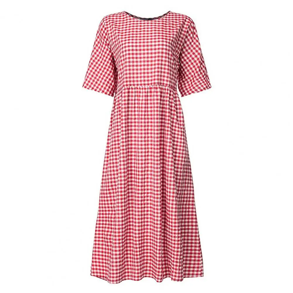 Dating Maxi Dress Loose Fit A-line Dress Stylish Check Print Maxi Dress for Women A-line Silhouette Short Sleeves for Commuting
Dating Maxi Dress Loose Fit A-line Dress Stylish Check Print Maxi Dress for Women A-line Silhouette Short Sleeves for Commuting