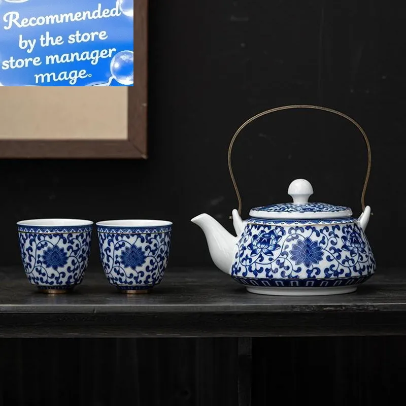Jingdezhen-Chinese tea set, 1 pot, 2 cups, blue and white porcelain teapot and teacups, large size household drinkware
Jingdezhen-Chinese tea set, 1 pot, 2 cups, blue and white porcelain teapot and teacups, large size household drinkware