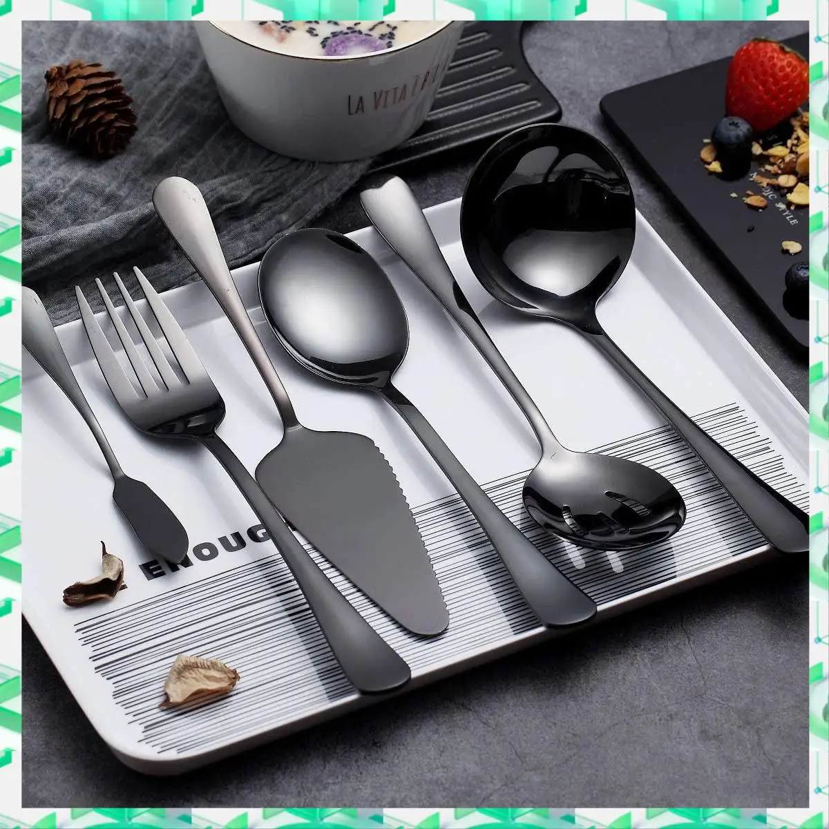 FIZP 6-Piece Serving Flatware Silverware Set, Serving Utensil Set,Include Cake Server, Slotted Serving Spoon
FIZP 6-Piece Serving Flatware Silverware Set, Serving Utensil Set,Include Cake Server, Slotted Serving Spoon