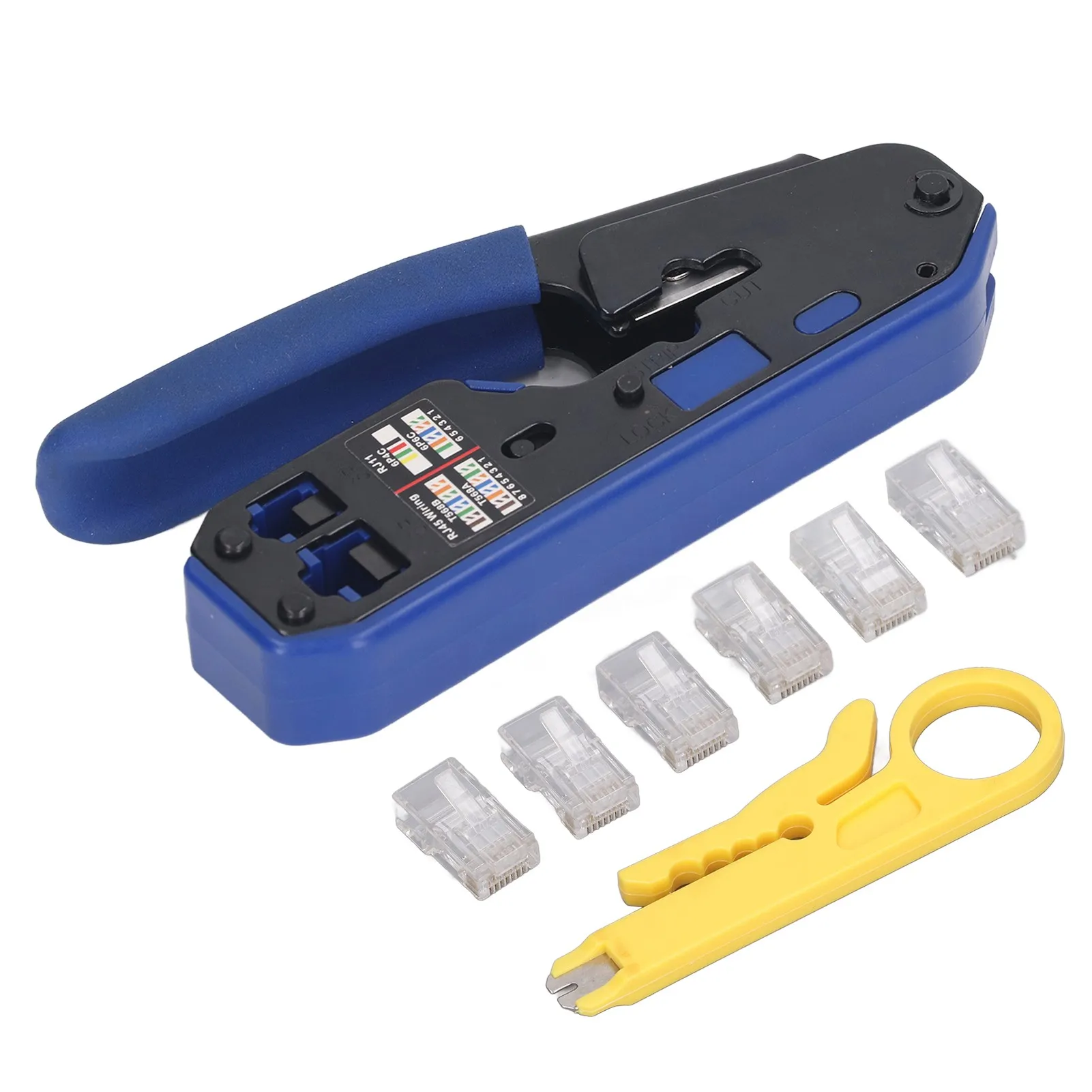 RJ45 Crimping Tool Kit Network Cable Ethernet Jack Pass Through Crimper for Cat5e Cat6 Cat6a Connector
RJ45 Crimping Tool Kit Network Cable Ethernet Jack Pass Through Crimper for Cat5e Cat6 Cat6a Connector