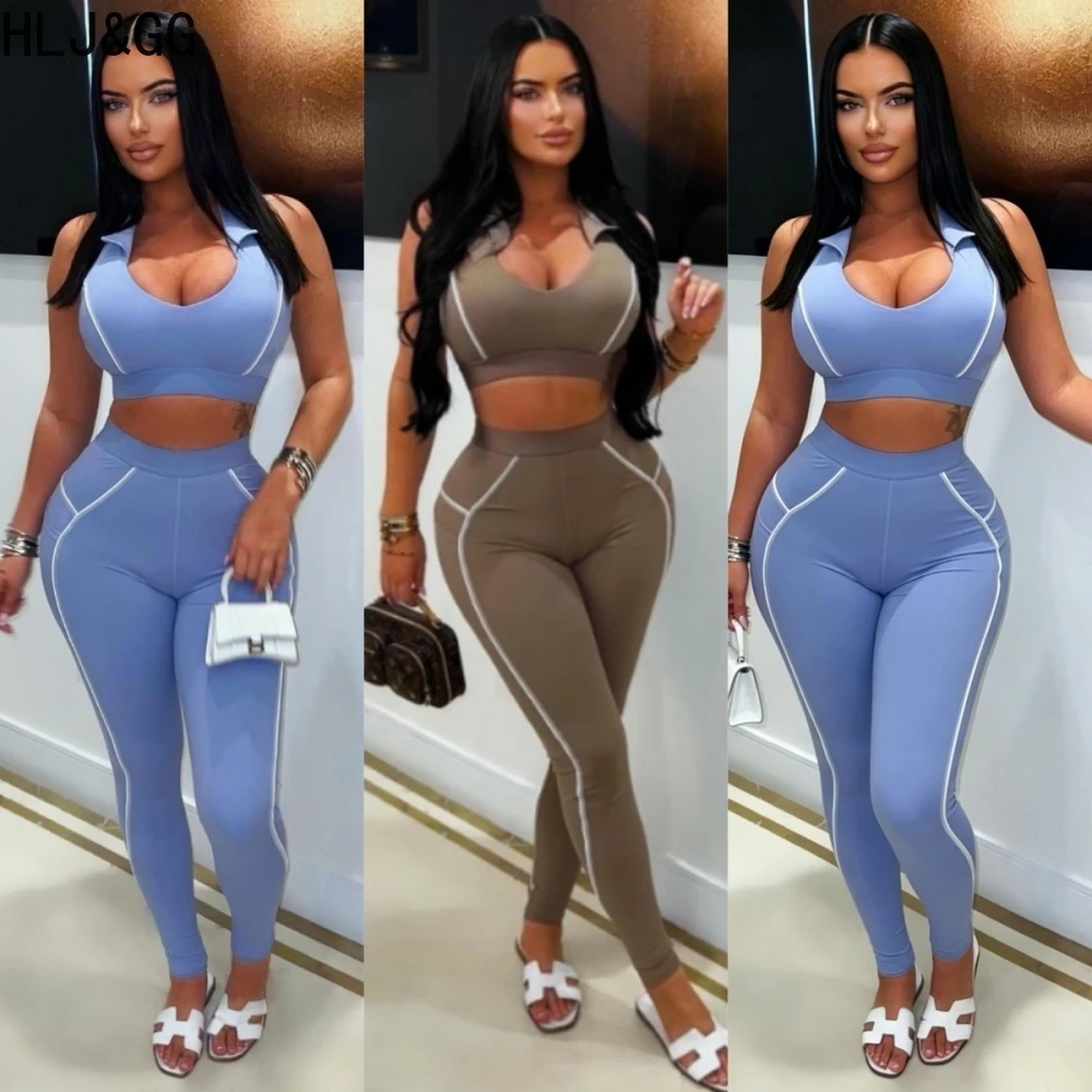 HLJ&GG Fashion Sporty Line Print Two Piece Sets Women Lapel Sleeveless Tank Top And Skinny Pants Outfits Casual 2pcs Tracksuits
HLJ&GG Fashion Sporty Line Print Two Piece Sets Women Lapel Sleeveless Tank Top And Skinny Pants Outfits Casual 2pcs Tracksuits