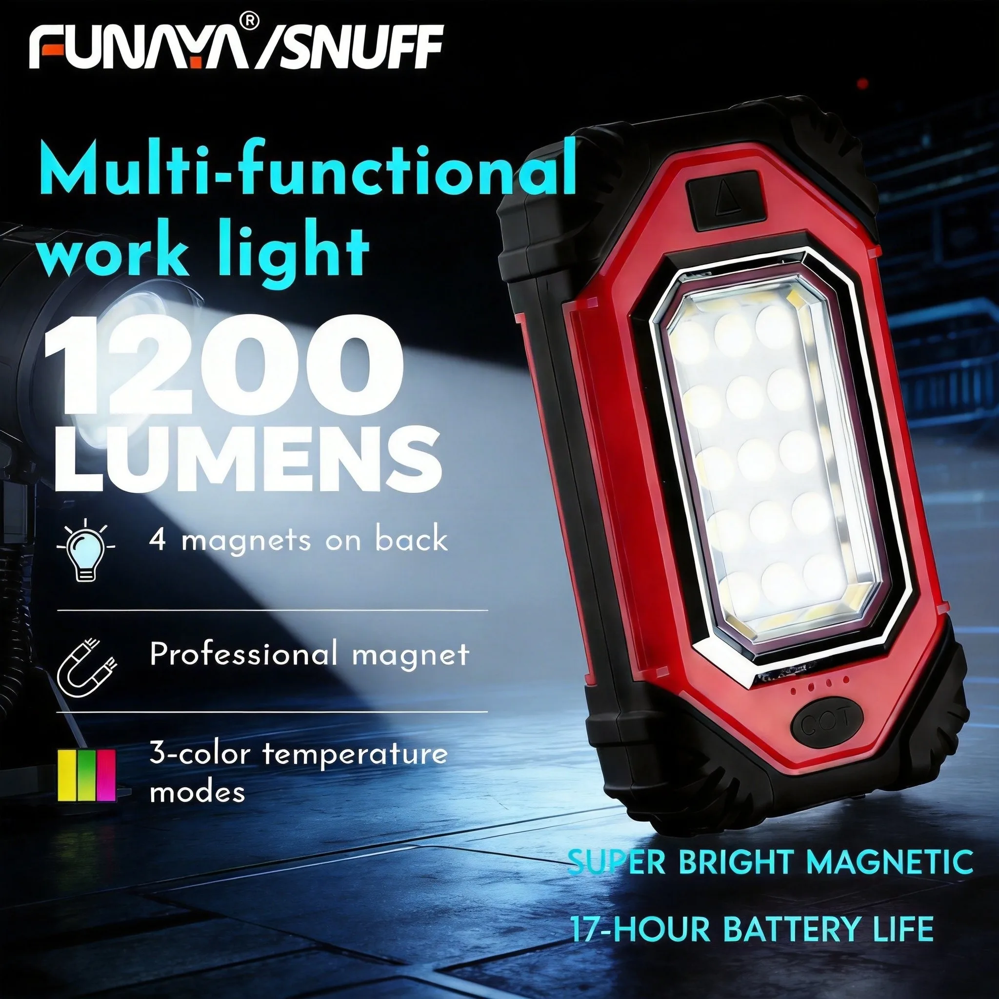 FUNAYA Repair Flashlight Emergency Work Light 4 Magnets Endurance with Rechargeable Lithium Battery for Outdoor Camping
FUNAYA Repair Flashlight Emergency Work Light 4 Magnets Endurance with Rechargeable Lithium Battery for Outdoor Camping