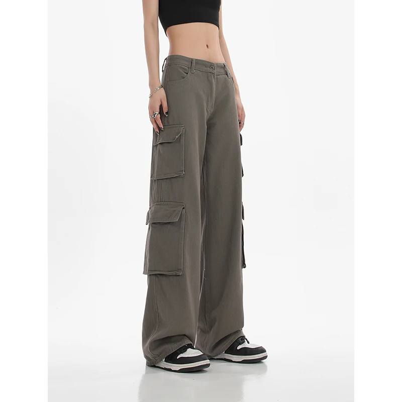 Women Vintage Straight Cargo Jeans High Waist Baggy Big Pocket Mopping Pants Fashion Casual Wide Leg Denim Trouser Ladies Summer
Women Vintage Straight Cargo Jeans High Waist Baggy Big Pocket Mopping Pants Fashion Casual Wide Leg Denim Trouser Ladies Summer