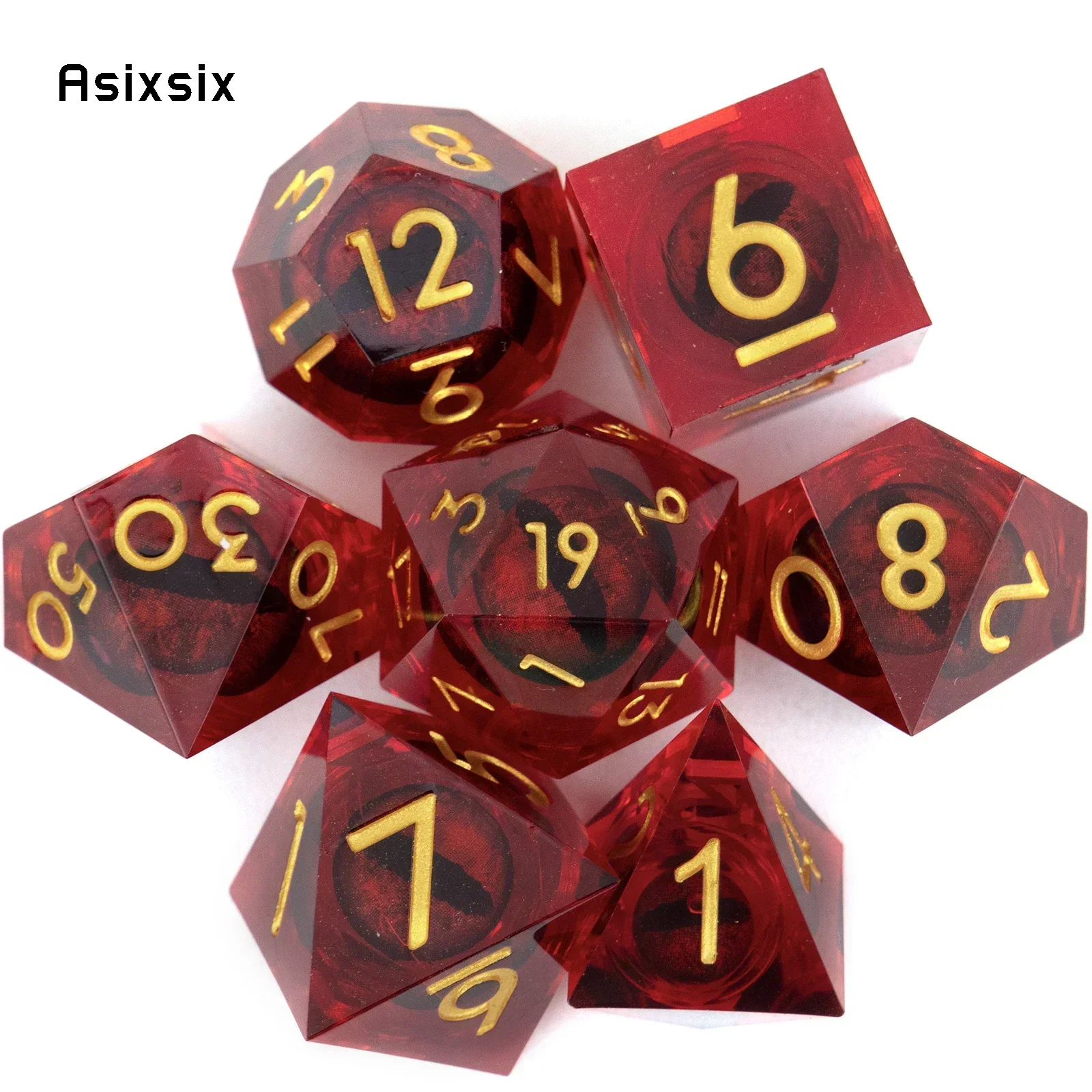7 Pcs Red Eyeball Golden Number Sharp Edge Resin Dice Polyhedral Dice Suitable For Role-Playing Dice PropBoard Game
7 Pcs Red Eyeball Golden Number Sharp Edge Resin Dice Polyhedral Dice Suitable For Role-Playing Dice PropBoard Game