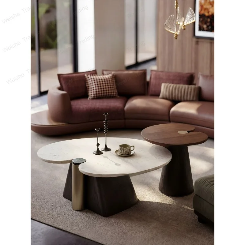 Natural luxury stone countertop lotus leaf table, Italian minimalist special-shaped combination coffee table
Natural luxury stone countertop lotus leaf table, Italian minimalist special-shaped combination coffee table