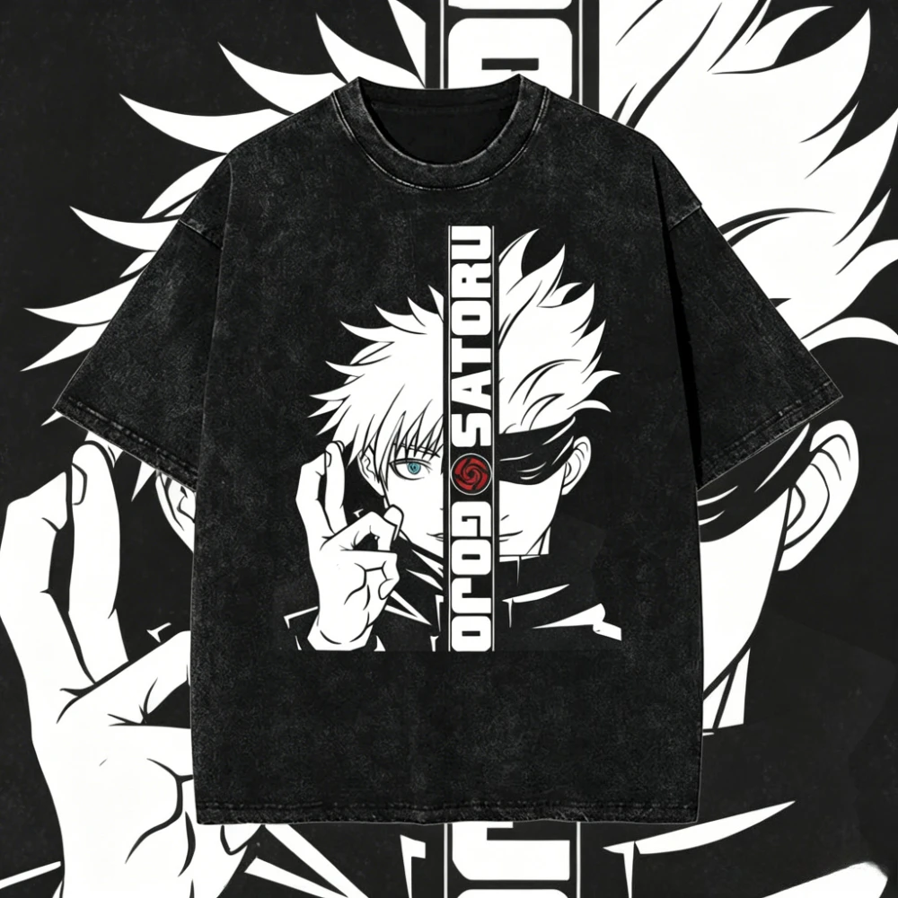 2026 Vintage Washed T-shirt Satoru Gojo Split Face Jujutsu Kaisen Anime Graphic Tee Men Oversized Streetwear Short Sleeve Tops
2026 Vintage Washed T-shirt Satoru Gojo Split Face Jujutsu Kaisen Anime Graphic Tee Men Oversized Streetwear Short Sleeve Tops