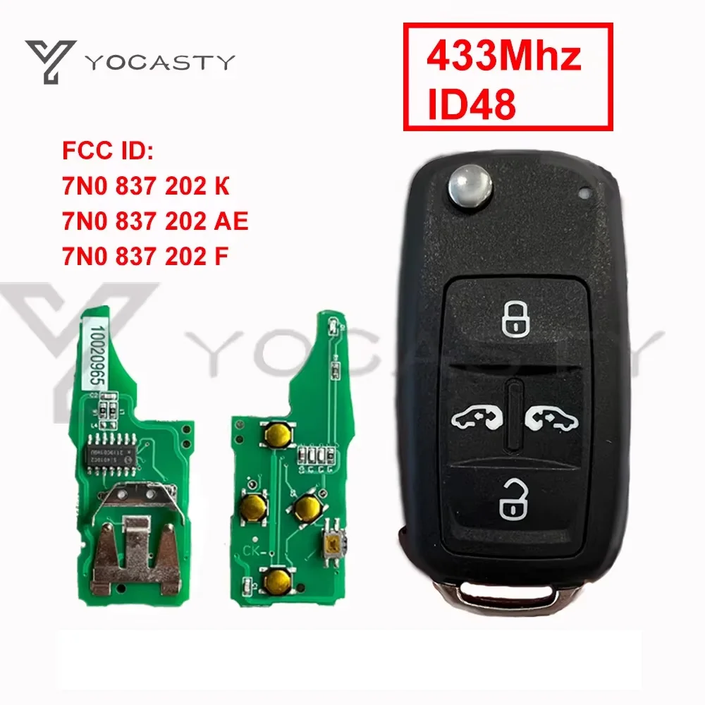 YOCASTY 7N0837202K 7N0837202F 7N0837202AE Remote key Fob 434Mhz ID48 For VW Sharan Multivan Caravelle
YOCASTY 7N0837202K 7N0837202F 7N0837202AE Remote key Fob 434Mhz ID48 For VW Sharan Multivan Caravelle