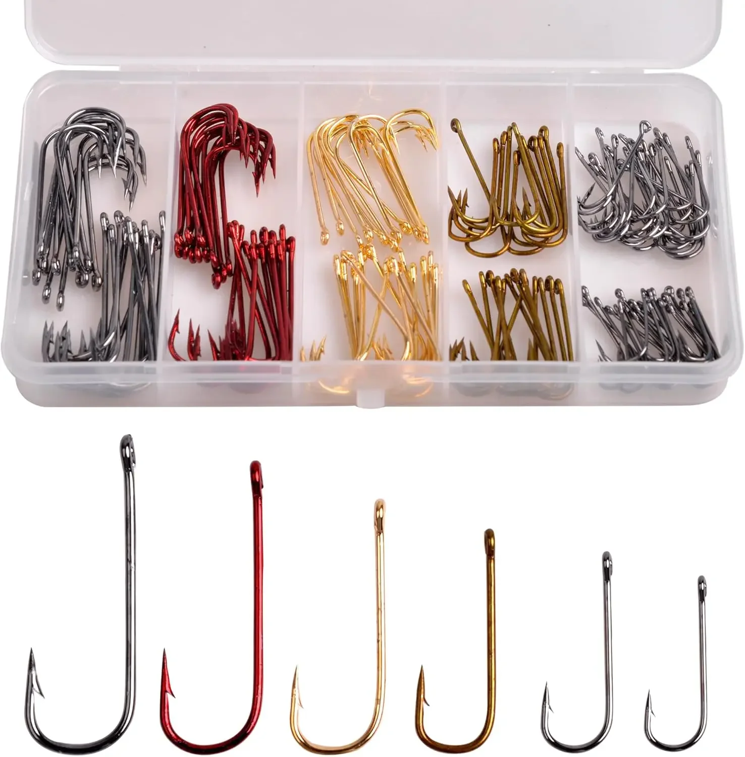 150pcs Aberdeen Fishing Hooks Set, Long Shank Offset Crappie Hooks, Light Wire Carbon Steel, Mix Color for Freshwater Bass Catfish Trout
150pcs Aberdeen Fishing Hooks Set, Long Shank Offset Crappie Hooks, Light Wire Carbon Steel, Mix Color for Freshwater Bass Catfish Trout