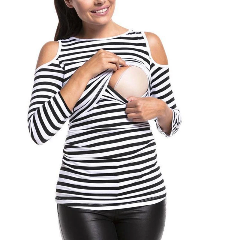 Women's Maternity Dress Stripe Fashion Off Shoulder Long Sleeve Breastfeeding Pregnancy Nursing T-shirtPregnant Clothes
Women's Maternity Dress Stripe Fashion Off Shoulder Long Sleeve Breastfeeding Pregnancy Nursing T-shirtPregnant Clothes