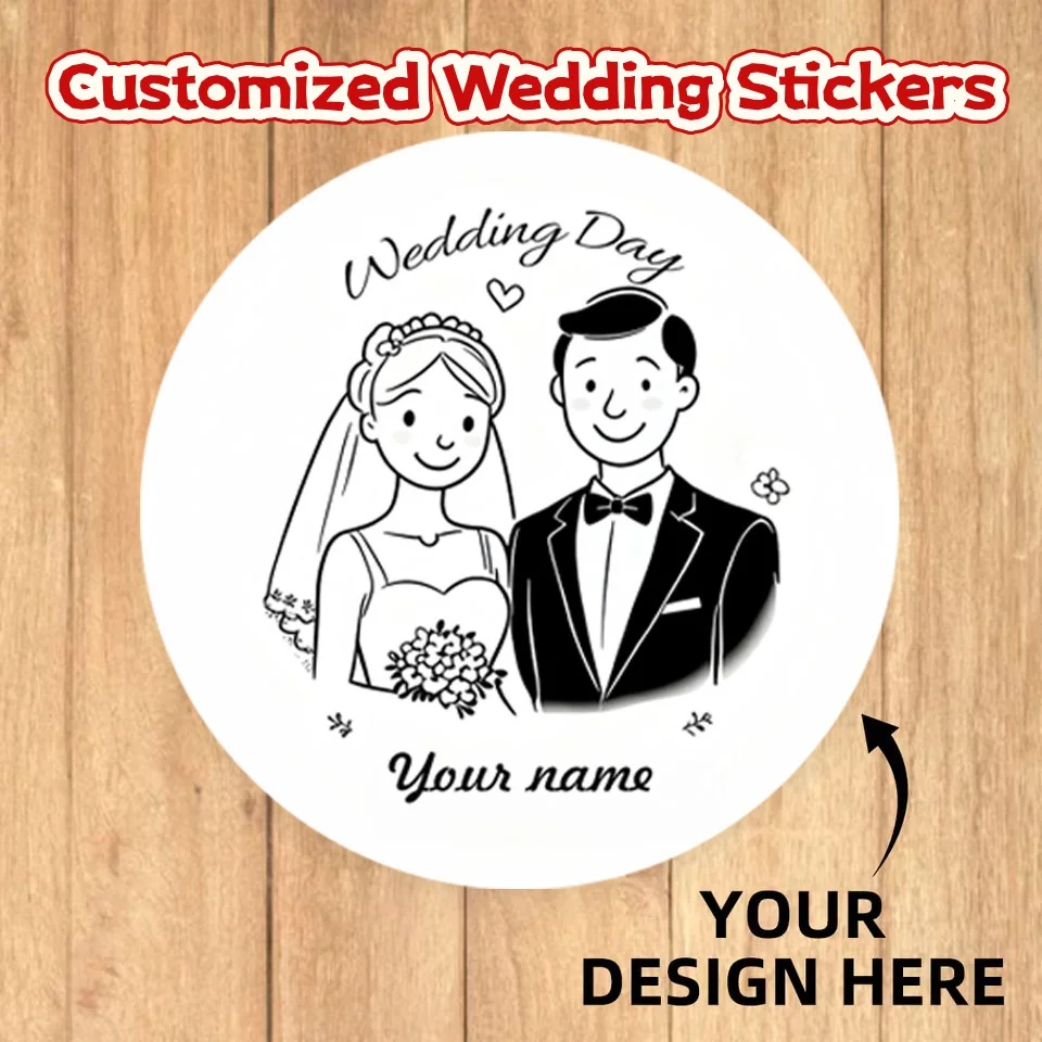 Round self-adhesive wedding stickers personalized with bride groom silhouettes, floral glitter finish for favors and gift sealin
Round self-adhesive wedding stickers personalized with bride groom silhouettes, floral glitter finish for favors and gift sealin