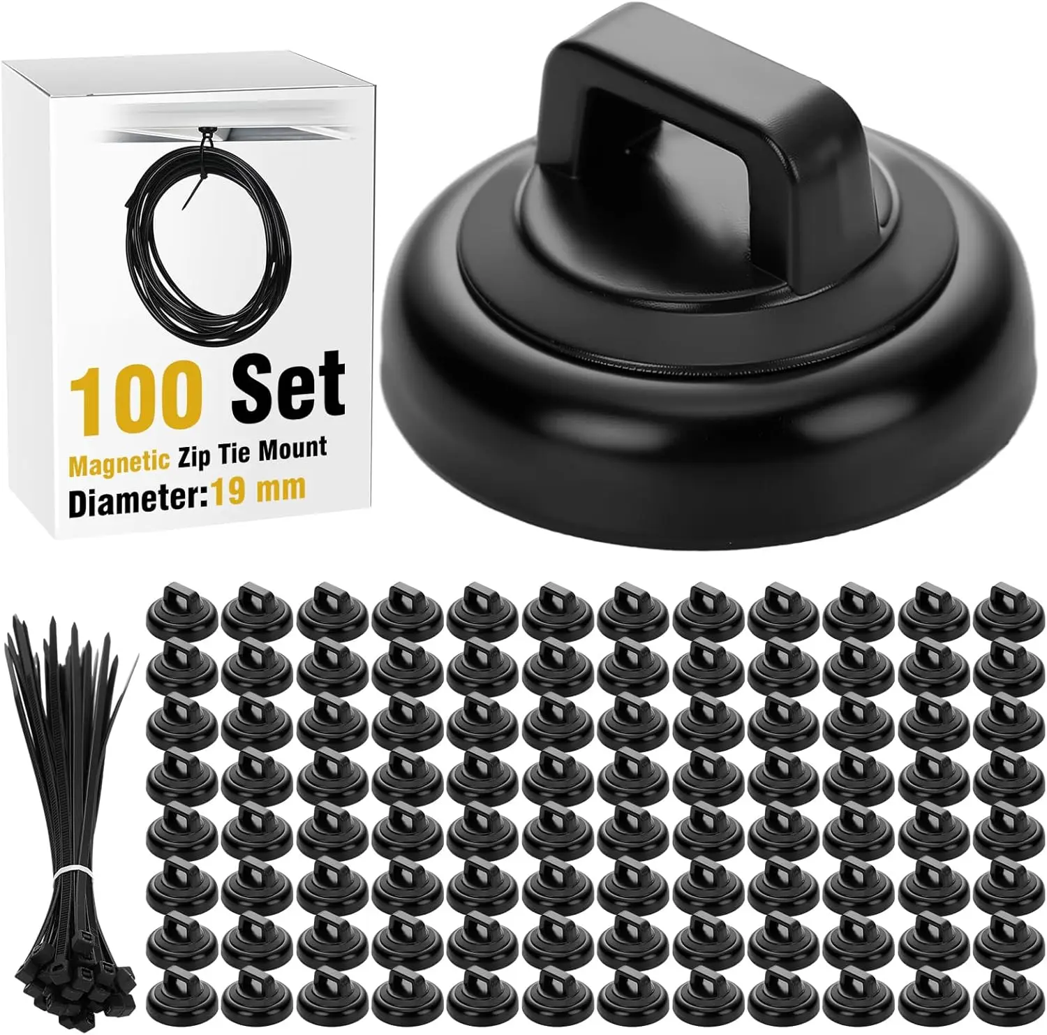 100 Sets Magnetic Cable Ties with Mounts, 19mm Wire Clips for Metal Surface, Nylon Zip Ties for Cable Management
100 Sets Magnetic Cable Ties with Mounts, 19mm Wire Clips for Metal Surface, Nylon Zip Ties for Cable Management
